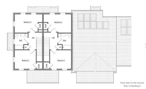 Floor plan for 2 beds, 1 bath